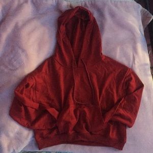 Red crop pullover hoodie